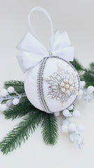 Christmas Bauble Ornament- White Snowflake - One Piece