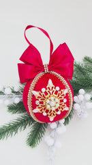 Christmas Bauble Ornament - Red Snowflake - One Piece
