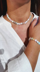 Natural White Freshwater Shell Bead Bracelet and Necklace Set