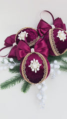 Christmas Baubles - Burgundy- One Piece