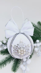 Christmas Bauble Ornament- White Snowflake - One Piece