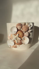 Indoor plant pot with shells
