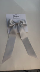 Silver hair bow - Satin