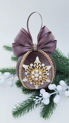 Christmas Bauble Ornament - Brown Chocolate Snowflake - One Piece
