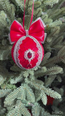 Christmas Baubles - Red with Silver - Set of 6