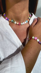 Natural White Freshwater Shell Bead Bracelet and Necklace Set