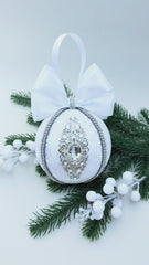 Christmas Bauble Ornament- White  - One Piece