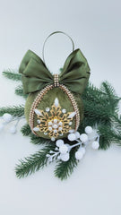 Christmas Baubles - Olive Green Snowflake - One Piece