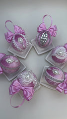 Christmas Baubles - Pink - Set of 6