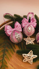 Christmas Baubles - Pink- Set of 3