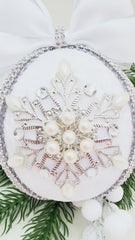 Christmas Bauble Ornament- White Snowflake - One Piece