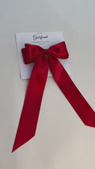 Red hair bow - Satin
