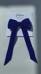 Velvet hair Bow-  Blue