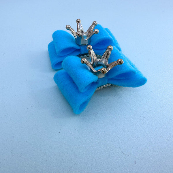Felt hair bow clips “ Blue” Gabificent