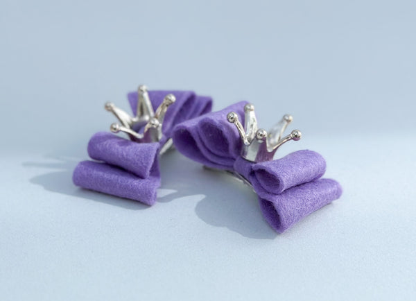 Felt hair bow clips “Purple” Gabificent