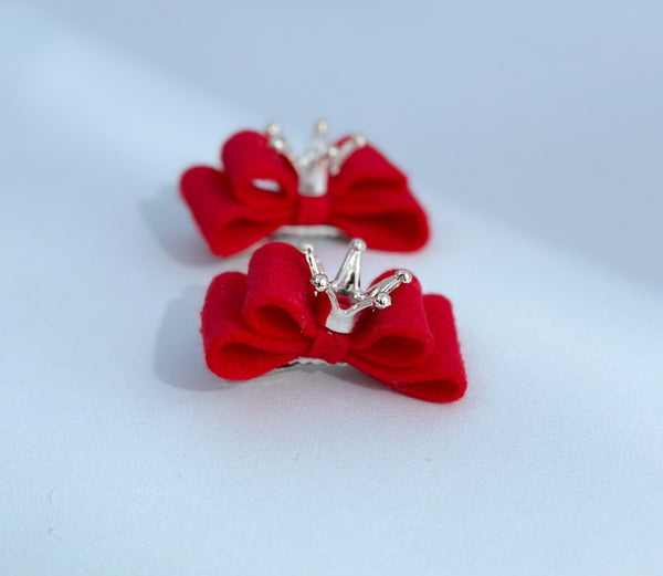 Felt hair bow clips “Red” Gabificent