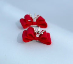 Felt hair bow clips “Red” Gabificent