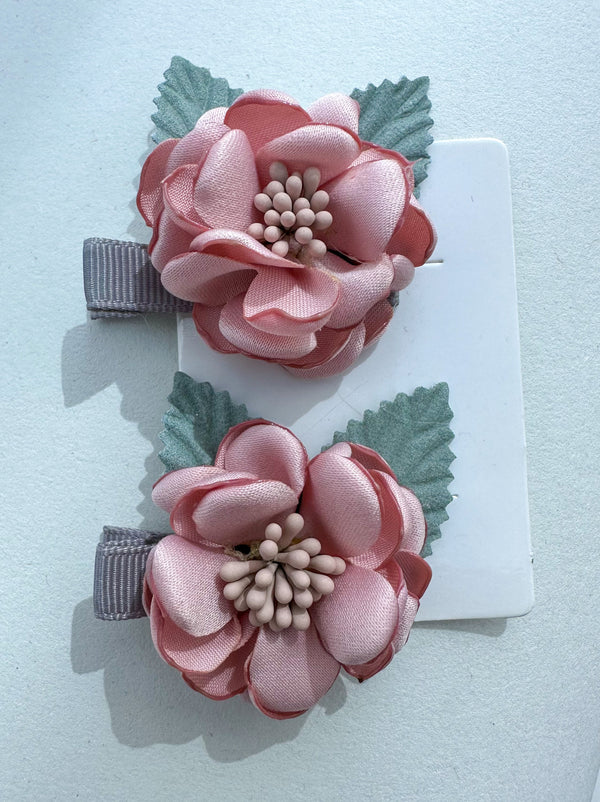 Hair clips “Pink flowers” Gabificent