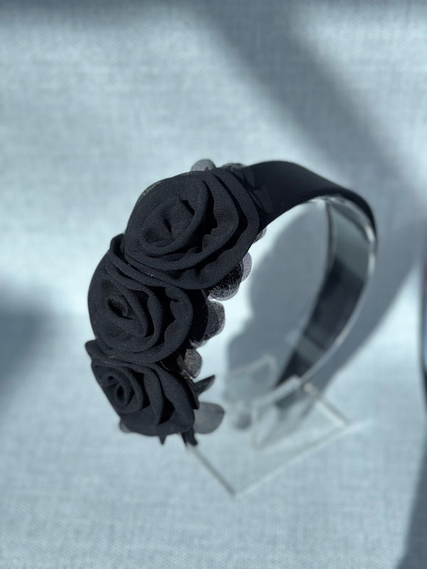 Headband with Black Roses Gabificent