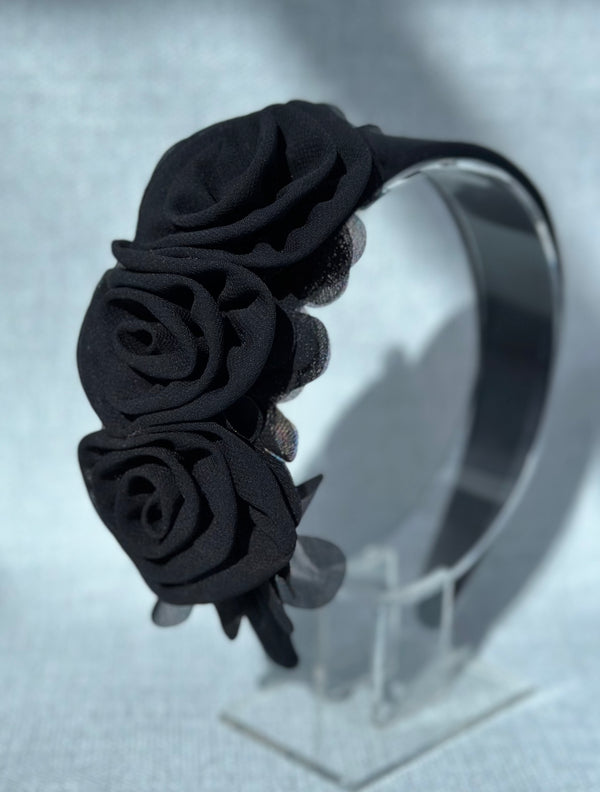 Headband with Black Roses Gabificent