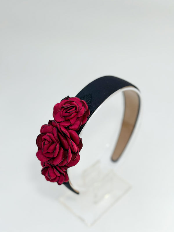 Headband with deep red flowers Gabificent