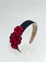 Headband with deep red flowers Gabificent