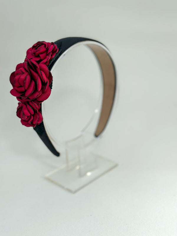 Headband with deep red flowers Gabificent