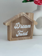 Wooden money box “Dream Fund” Gabificent